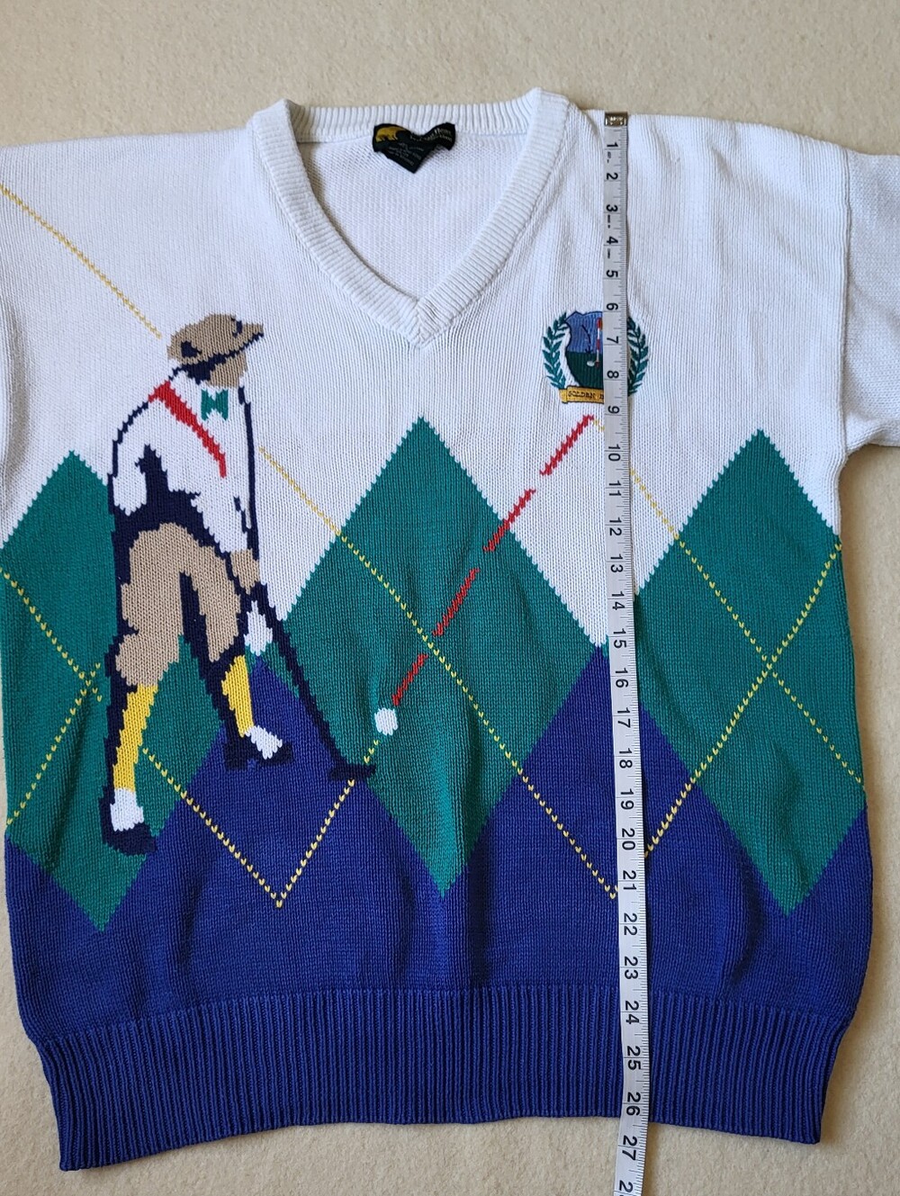 Vintage Golden Bear By Jack Nicklaus Golf Sweater Men's Size Large Cotton Knit - Picture 5 of 14